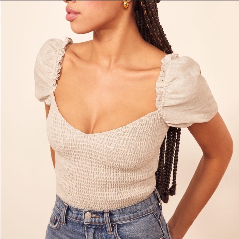 $148 Reformation Natural Juliet Top XS 0 2